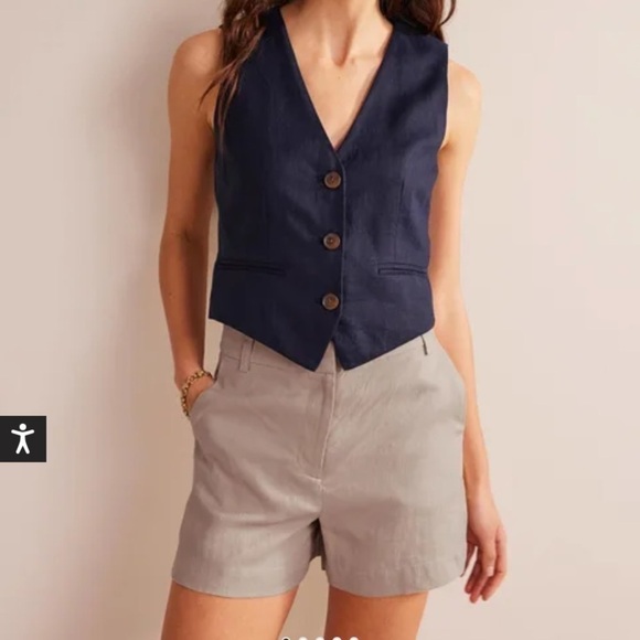 Boden High Waisted Tailored Linen Shorts - Picture 1 of 10